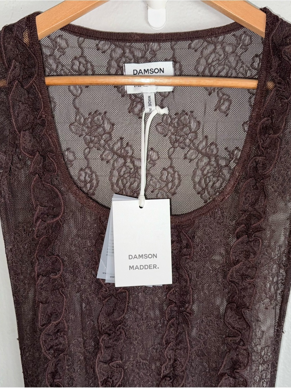 DAMSON MADDER RAPHI LACE MIDI DRESS IN COFFEE - Picture 4 of 17